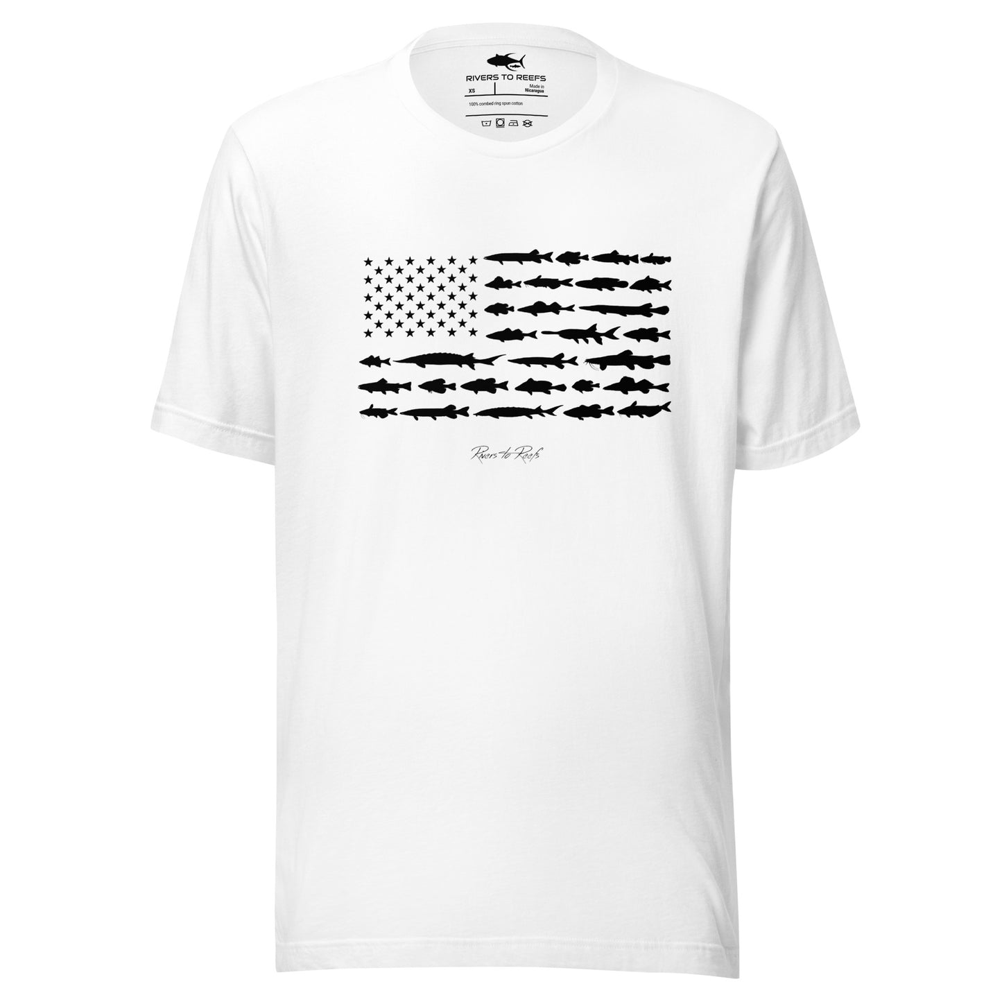 USA Black Fish Flag T-Shirt